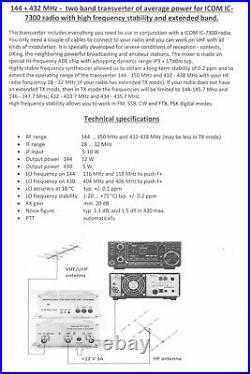 144mhz + 432mhz to 28mhz for ICOM IC-7300 Highly Stable Transverter VHF UHF 12W