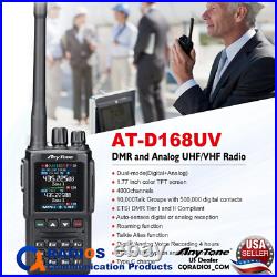 Anytone AT-D168UV Analog Digital DMR UHF VHF radio mic extra batt Like AT-D878UV