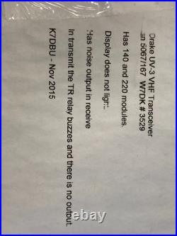 Drake UV-3 FM Transceiver Vintage Ham Radio VHF UHF