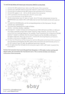 Dual Band 222 + 440 to 28 MHz 8Watts ASSEMBLED TRANSVERTER VHF UHF 28mhz
