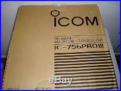 ICOM IC-756PROlll IC-756PRO3 HF/ 50 MHZ TRANSCEIVER EXCELLENT CONDITION