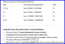MARS MOD YAESU STANDARD FT-8900H Quad Band Transceiver 50W + Mic Excellent Cond