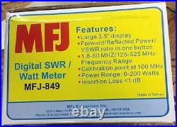 MFJ 849 Digital SWR Power Wattmeter 1.6-60 & 125-525 MHZ 200 Watts