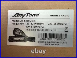New Anytone AT-5888UV III Tri-Band 40-50W 144 & 220 & 440MHz Mobile Radio NIB