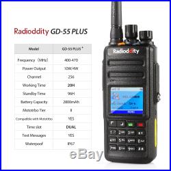 New! Radioddity GD-55 Plus DMR Digital Two-way Ham Radio Transceiver 10W + Cable