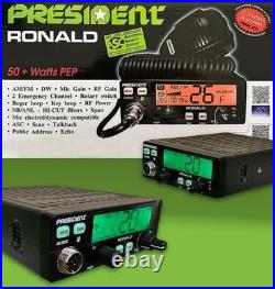 President Ronald Compact 50 Watt 10 Meter Radio With Large Color Changing Display