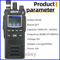 QYT CB-58 Walkie Talkie 27MHz AM/FM CB Ham Radio Transceiver Handheld 4W 4100mAh QYT CB-58 Walkie Talkie 27MHz AM/FM CB Ham Radio Transceiver Handheld 4W 4100mAh
