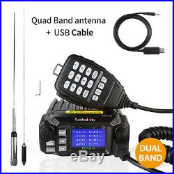 Radioddity DB25 Pro Dual Band Mobile Car Radio VHF UHF 25W with Quad Band Antenna