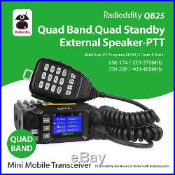 Radioddity QB25 Pro Quad Band Mobile Car Radio Transceiver V/UHF 25W +Antenna US