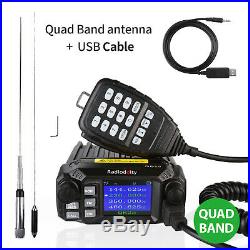 Radioddity QB25 Pro Quad Band Mobile Car Radio VHF UHF 25W with Quad Band Antenna