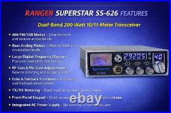 Ranger SuperStar SS-626 10 Meter Radio 45W AM Echo Talkback Compact Size