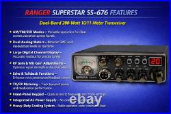 Ranger SuperStar SS-676 V2 10 Meter Radio AM/FM Echo Talkback Blue LEDs