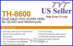 TYT TH8600 waterproof Dual Band 25W Mobile Radio Free cable+software US Seller