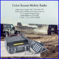 Vhf uhf mobile ham radio transceiver 75With50W dual band walkie talkie 2 way radio