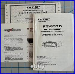 YAESU FT-857D HF/50/144/430MHz Transceiver 100W with Power Supply and extras