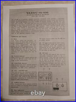 YAESU YS 500 Wattmeter & SWR BRIDGE