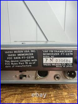 Yaesu FT-227R Memorizer VHF FM Ham Radio Mobile Transceiver Untested