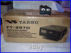 Yaesu FT-897D HF/VHF/UHF Ham Radio Transceiver, Mike, Power Cord, Manual
